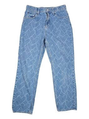 Old Navy Light Blue Heart-Print Straight Leg Jeans